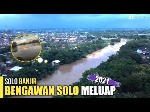 PANTAUAN UDARA SUNGAI BENGAWAN SOLO MELUAP VIDEO DRONE FOOTAGE