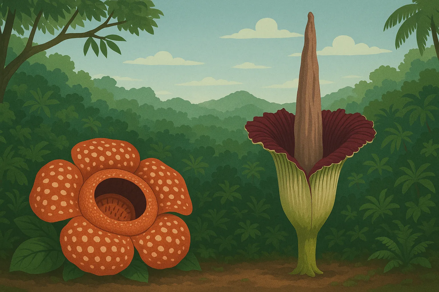 Get Closer to Indonesian Endemic Flowers: Rafflesia arnoldii and Amorphophallus titanum 1 Rafflesia arnoldii and Amorphophallus titanum
